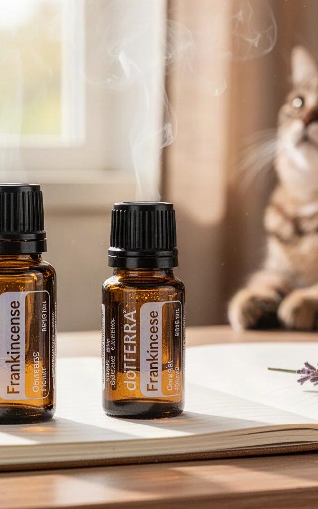Etherische olie en een kalme kat thuis